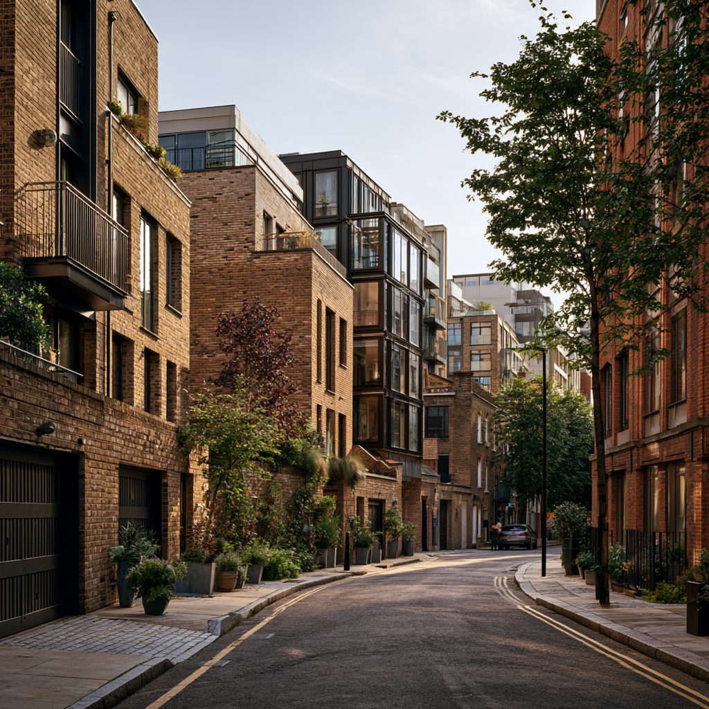 A row of London townhouses managed by Belgravia & Mason Estates